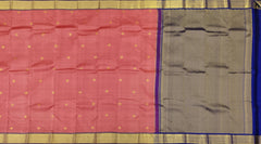 Tomato Pink Kanchipuram Silk Saree with Diamond Bhutta - Radiant & Royal