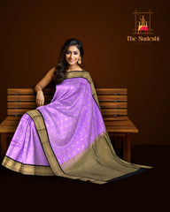 Lavender Kanchipuram Silk Saree with Exquisite Bhuttas - Mystical Elegance