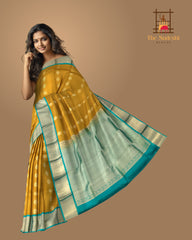 Golden Yellow Kanchipuram Silk Saree with Classic Bhuttas - Sunny Splendor