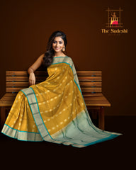 Golden Yellow Kanchipuram Silk Saree with Classic Bhuttas - Sunny Splendor