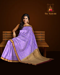 Lavender Kanchipuram Silk Saree with Delicate Small Bhuttas - Subtle Charm