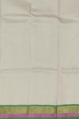 Pristine Off White Kanchipuram Silk Saree with Multi-Color Plain Design - Understated Elegance