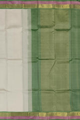 Pristine Off White Kanchipuram Silk Saree with Multi-Color Plain Design - Understated Elegance