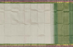 Pristine Off White Kanchipuram Silk Saree with Multi-Color Plain Design - Understated Elegance