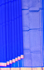 Royal Blue Kanchipuram Silk Saree with Plain Design - Majestic Simplicity