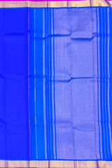 Royal Blue Kanchipuram Silk Saree with Plain Design - Majestic Simplicity