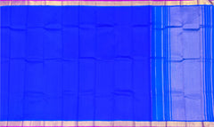 Royal Blue Kanchipuram Silk Saree with Plain Design - Majestic Simplicity