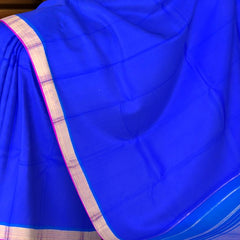 Royal Blue Kanchipuram Silk Saree with Plain Design - Majestic Simplicity
