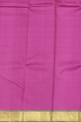 Pretty Pink Kanchipuram Silk Saree with Plain Design & Dull Olive Green Accents - Subtle Sophistication