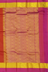Rustic Orange Kanchipuram Silk Saree with Elegant Bhuttas & Pink Accents - Warm Radiance