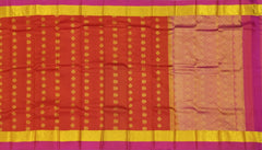 Rustic Orange Kanchipuram Silk Saree with Elegant Bhuttas & Pink Accents - Warm Radiance