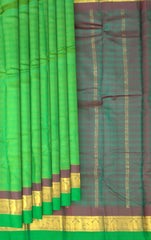 Earthy Green & Brown Dual Tone Kanchipuram Silk Saree - Organic Elegance