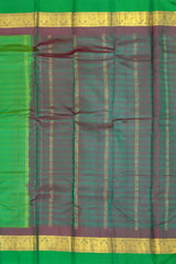 Earthy Green & Brown Dual Tone Kanchipuram Silk Saree - Organic Elegance