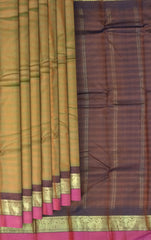 Forest Green Kanchipuram Silk Saree with Multi-Color Accents - A Tapestry of Hues
