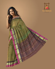 Forest Green Kanchipuram Silk Saree with Multi-Color Accents - A Tapestry of Hues