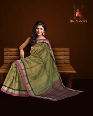 Forest Green Kanchipuram Silk Saree with Multi-Color Accents - A Tapestry of Hues