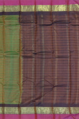 Forest Green Kanchipuram Silk Saree with Multi-Color Accents - A Tapestry of Hues