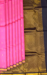 Lotus Pink Kanchipuram Silk Saree with Elegant Bhuttas - Graceful Bloom
