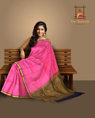 Lotus Pink Kanchipuram Silk Saree with Elegant Bhuttas - Graceful Bloom