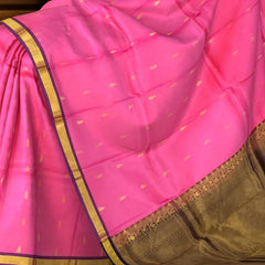 Lotus Pink Kanchipuram Silk Saree with Elegant Bhuttas - Graceful Bloom
