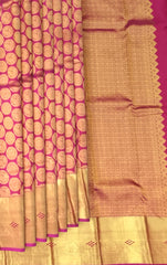 Reddish Pink Kanchipuram Silk Saree with Annam Chakram Bhutta Jaquard - Auspicious Grandeur