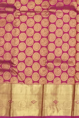 Reddish Pink Kanchipuram Silk Saree with Annam Chakram Bhutta Jaquard - Auspicious Grandeur