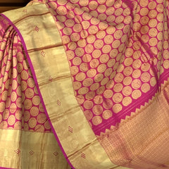 Reddish Pink Kanchipuram Silk Saree with Annam Chakram Bhutta Jaquard - Auspicious Grandeur