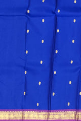 Royal Blue Kanchipuram Silk Saree with Delicate Small Bhuttas & Purple Accents - Regal Charm