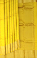 Luminous Mango Yellow Kanchipuram Silk Saree with Delicate Small Bhuttas - Golden Glow