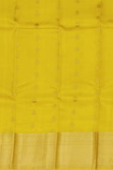 Luminous Mango Yellow Kanchipuram Silk Saree with Delicate Small Bhuttas - Golden Glow