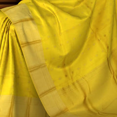 Luminous Mango Yellow Kanchipuram Silk Saree with Delicate Small Bhuttas - Golden Glow