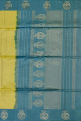 Golden Yellow Kanchipuram Silk Saree with Gandaberunda Border & Small Bhuttas - Sacred Splendor