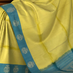 Golden Yellow Kanchipuram Silk Saree with Gandaberunda Border & Small Bhuttas - Sacred Splendor