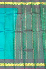 Sea Green Jacquard Kanchipuram Silk Saree with Single Side Border