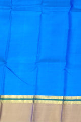 Blue and Mustard Kanchipuram Silk Saree with Single Side Border
