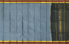 Steel Grey Kanchipuram Silk Saree with Maroon and Black Contrast Border