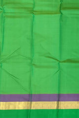 Light Green Kanchipuram Silk Saree with Lilac Contrast Border