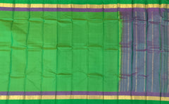 Light Green Kanchipuram Silk Saree with Lilac Contrast Border