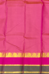 Peach Kanchipuram Silk Saree with Pink and Green Border
