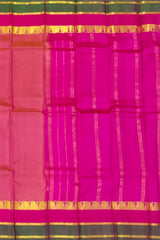 Peach Kanchipuram Silk Saree with Pink and Green Border