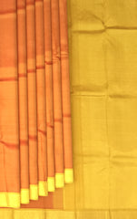 Sunset Orange Kanchipuram Silk Saree with Mustard Yellow Border