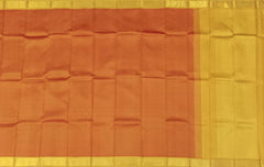 Sunset Orange Kanchipuram Silk Saree with Mustard Yellow Border