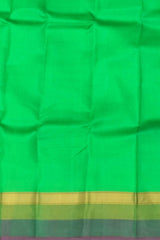 Light Green Kanchipuram Silk Saree with Pink and Green Dual-Tone Border