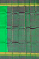 Light Green Kanchipuram Silk Saree with Pink and Green Dual-Tone Border