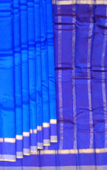 Bright Blue Kanchipuram Silk Saree with Dark Blue Border