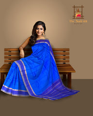 Bright Blue Kanchipuram Silk Saree with Dark Blue Border
