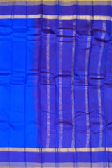 Bright Blue Kanchipuram Silk Saree with Dark Blue Border