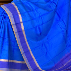 Bright Blue Kanchipuram Silk Saree with Dark Blue Border