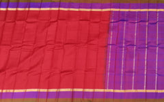 Brick Red Kanchipuram Silk Saree with Purple Border