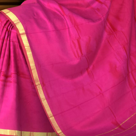 Rani Pink Kanchipuram Silk Saree with Self Border